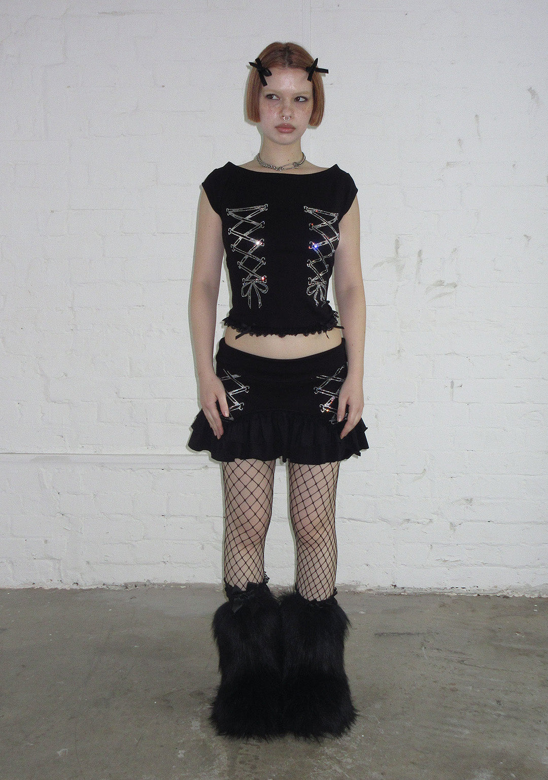 CONFESSIONS RHINESTONE MICRO SKIRT BLACK