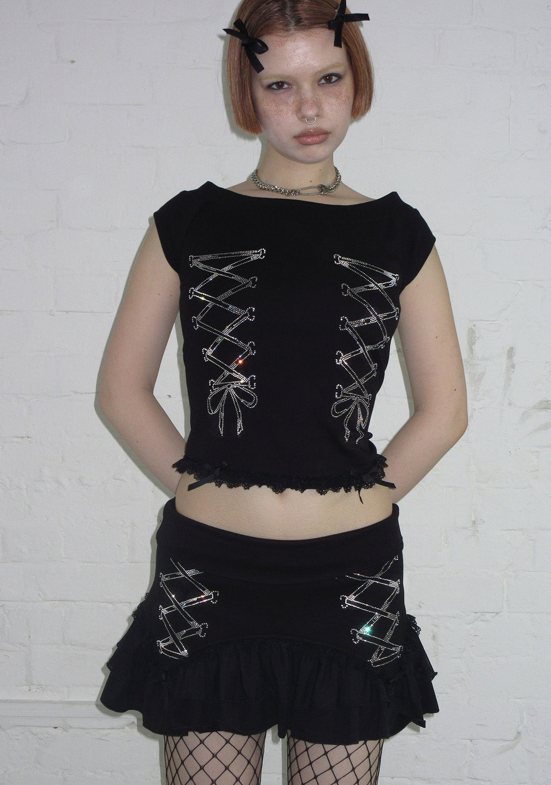 CONFESSIONS RHINESTONE MICRO SKIRT BLACK