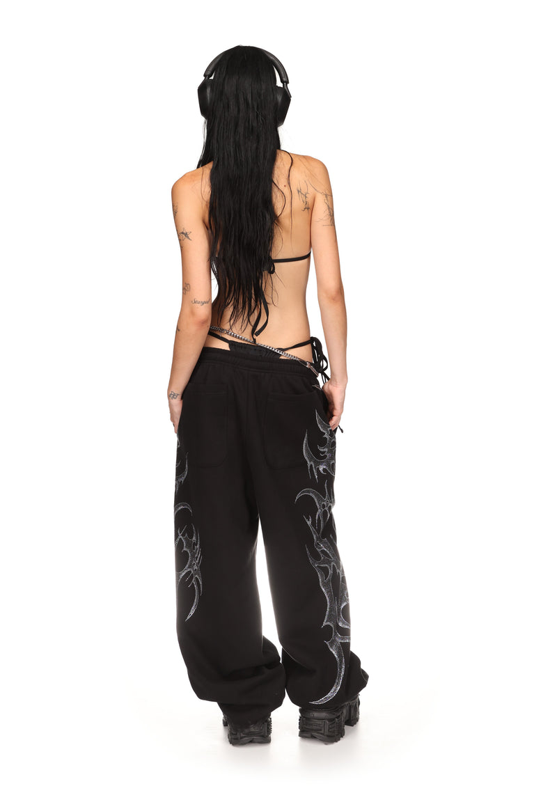CRASH RHINESTONE BIKINI BOTTOMS BLACK