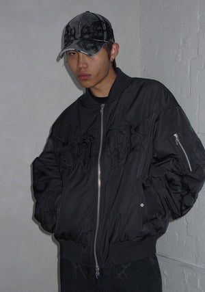 CRASH EMBROIDERED BOMBER JACKET BLACK