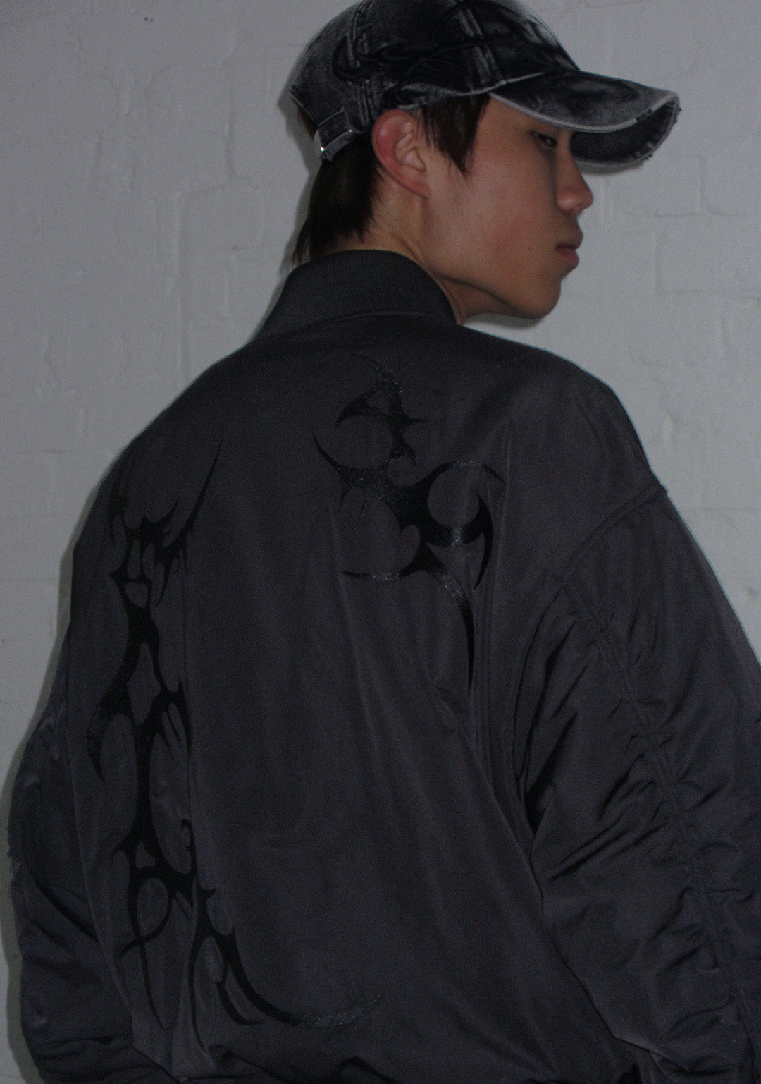 CRASH EMBROIDERED BOMBER JACKET BLACK