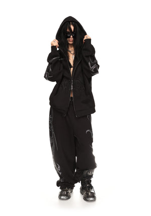 CRASH RHINESTONE OVERSIZED SWEATPANTS BLACK