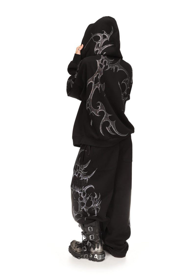 CRASH RHINESTONE OVERSIZED SWEATPANTS BLACK