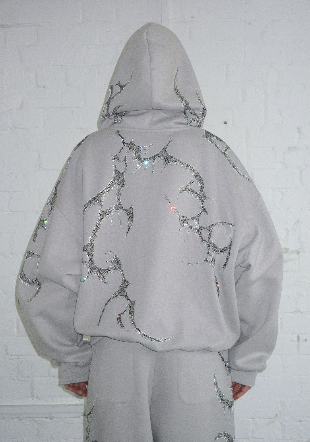 Crash Rhinestone Zip Hoodie Smoke Grey – NAMED COLLECTIVE®