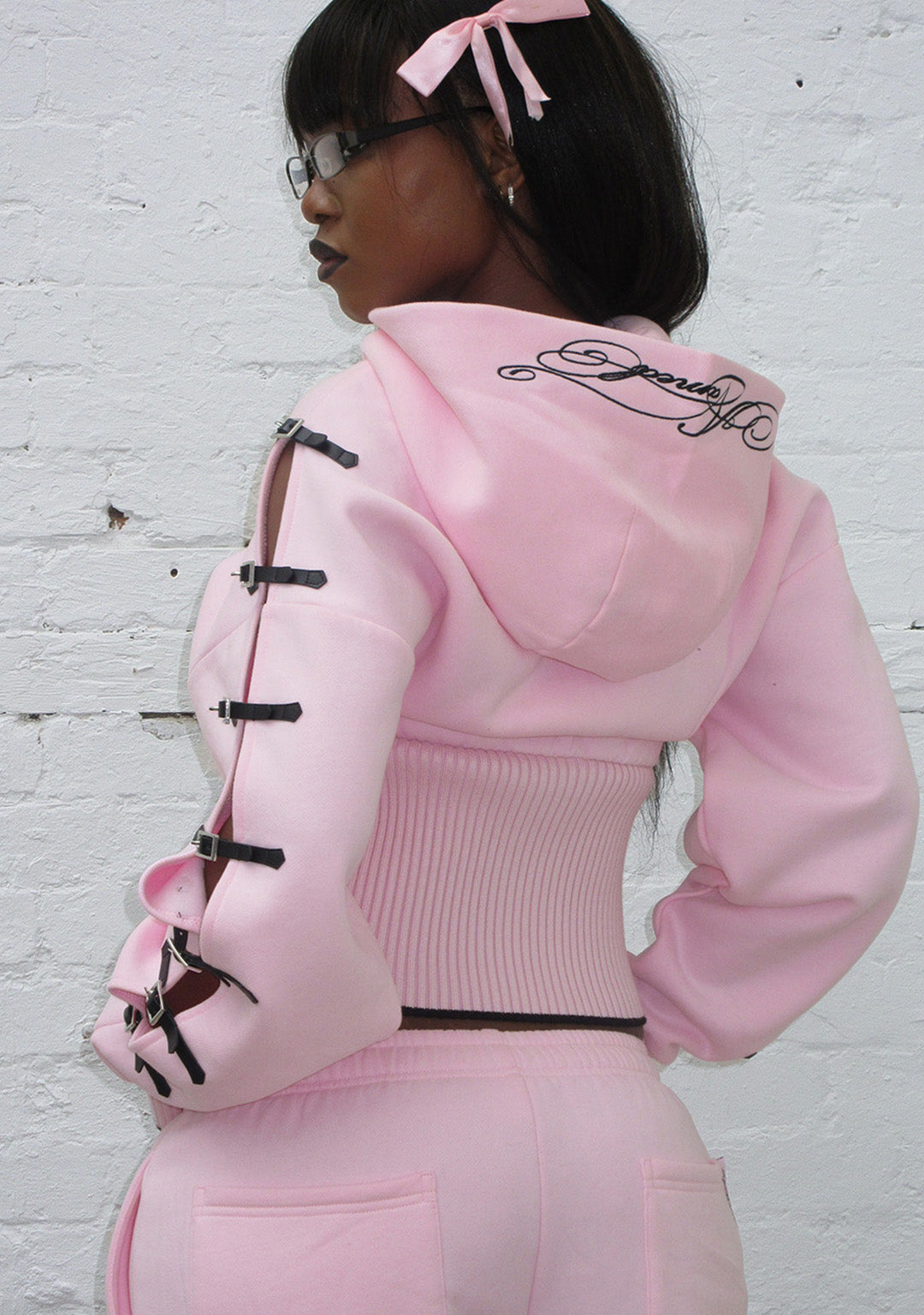Crush Buckle Fitted Waist Zip Hoodie Baby Pink – NAMED COLLECTIVE®