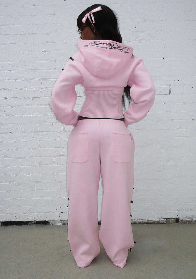 CRUSH BUCKLE OVERSIZED SWEATPANTS BABY PINK