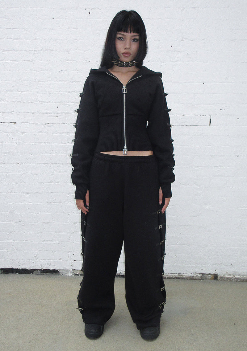 CRUSH BUCKLE OVERSIZED SWEATPANTS BLACK
