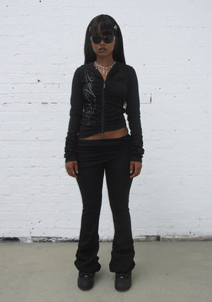 CRUSH SCULPT STRETCH DRAPE PANTS BLACK