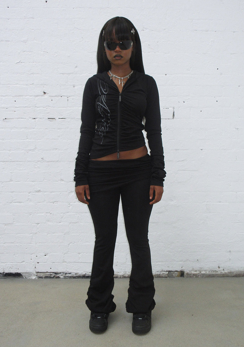 CRUSH SCULPT STRETCH DRAPE PANTS BLACK