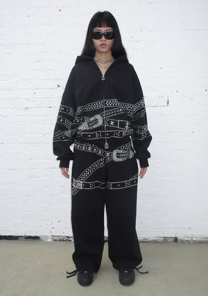 CRUSH STUDDED BELT OVERSIZED SWEATPANTS BLACK