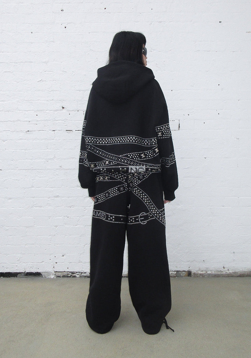 CRUSH STUDDED BELT ZIP HOODIE BLACK
