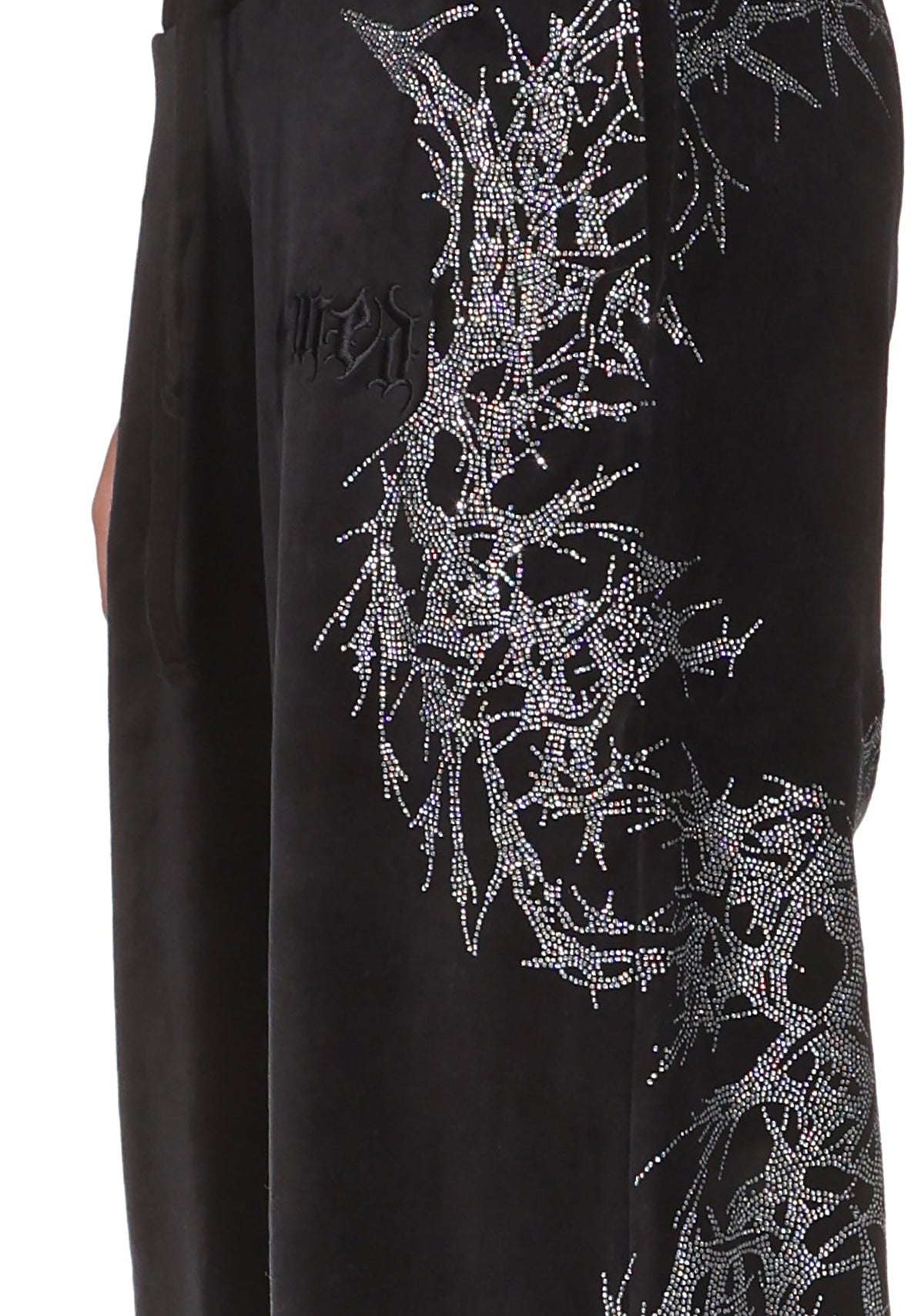 CURSE RHINESTONE VELOUR SWEATPANTS BLACK