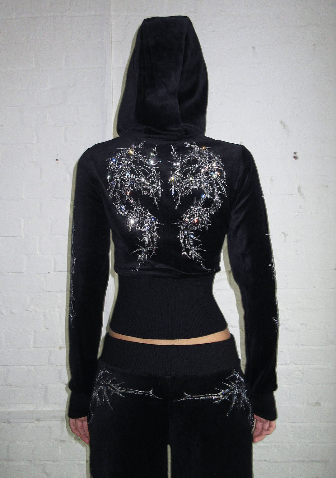 Curse Rhinestone Velour Zip Hoodie Black – NAMED COLLECTIVE®
