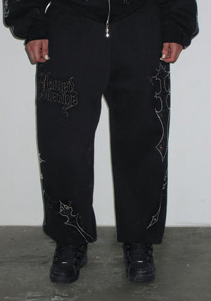 DAGGERS RHINESTONE SWEATPANTS BLACK