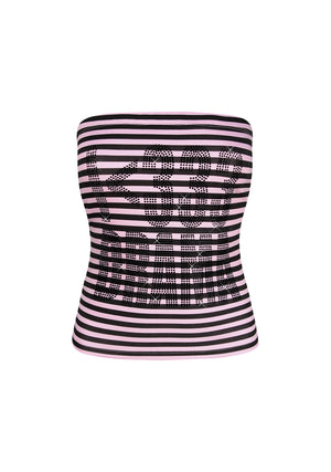 DRAMA RHINESTONE TUBE TOP PINK STRIPE