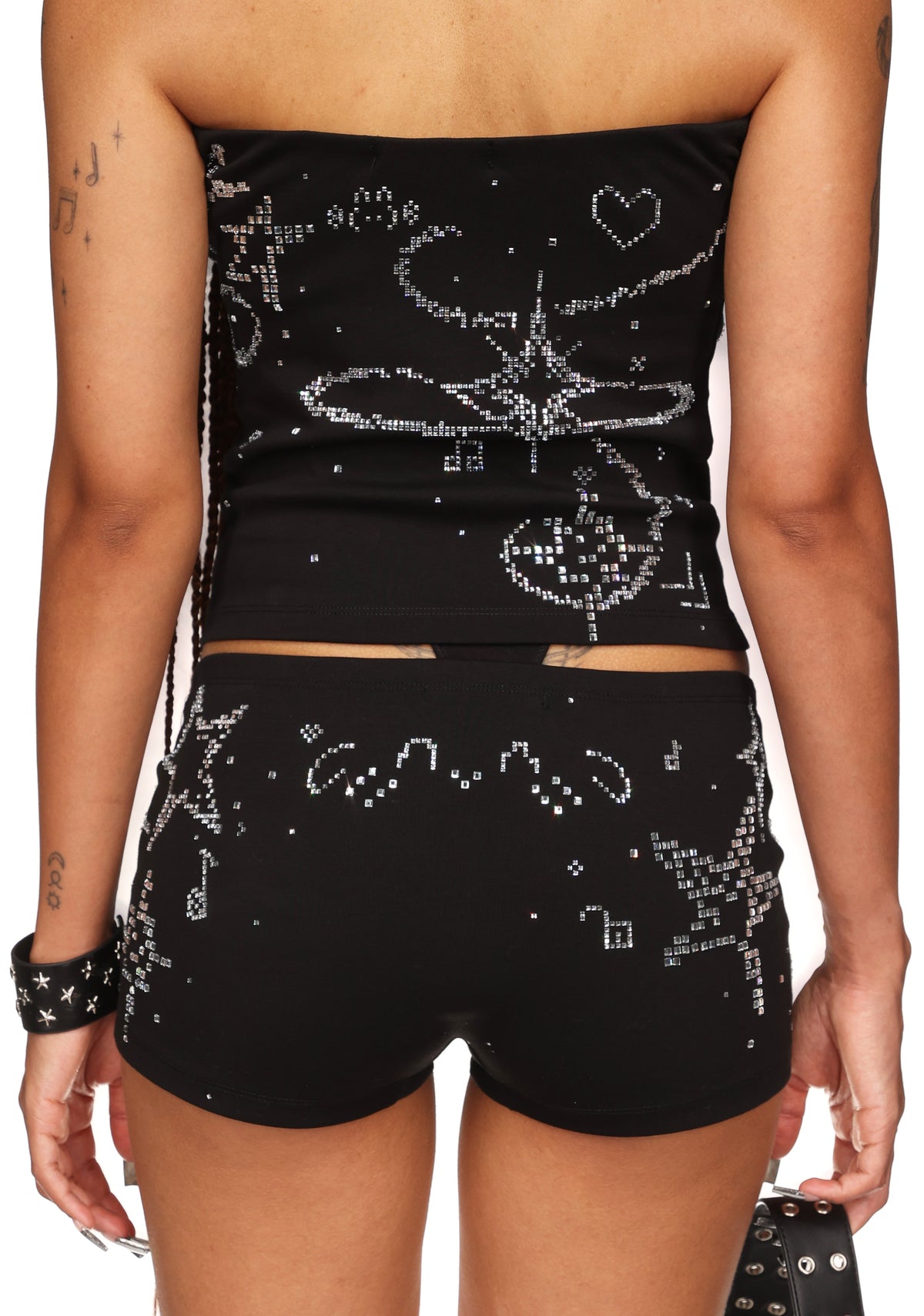 DREAMER RHINESTONE MICRO HOTPANT SHORTS BLACK