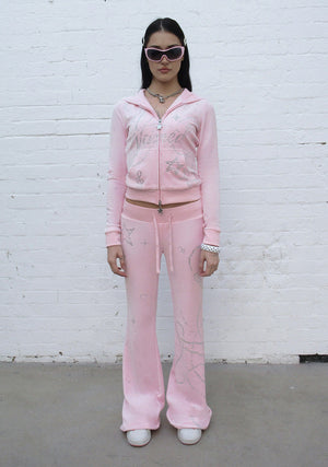 DREAMER RHINESTONE VELOUR SWEATPANTS BABY PINK