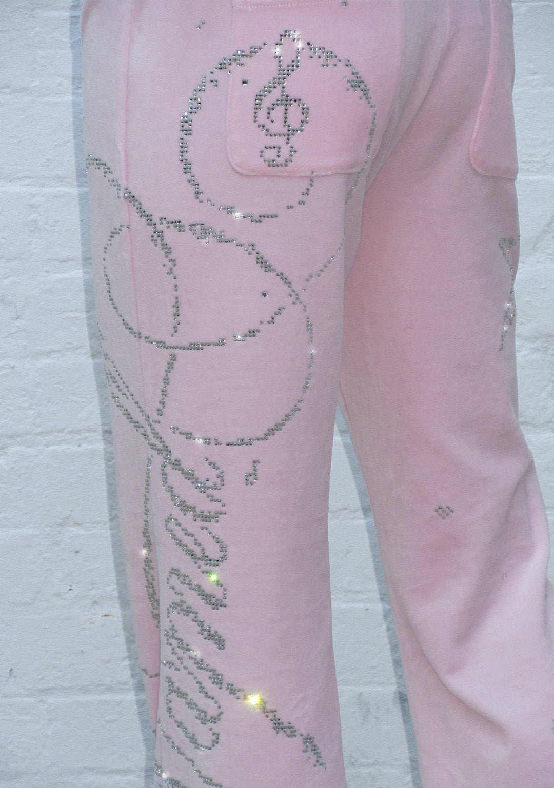 DREAMER RHINESTONE VELOUR SWEATPANTS BABY PINK