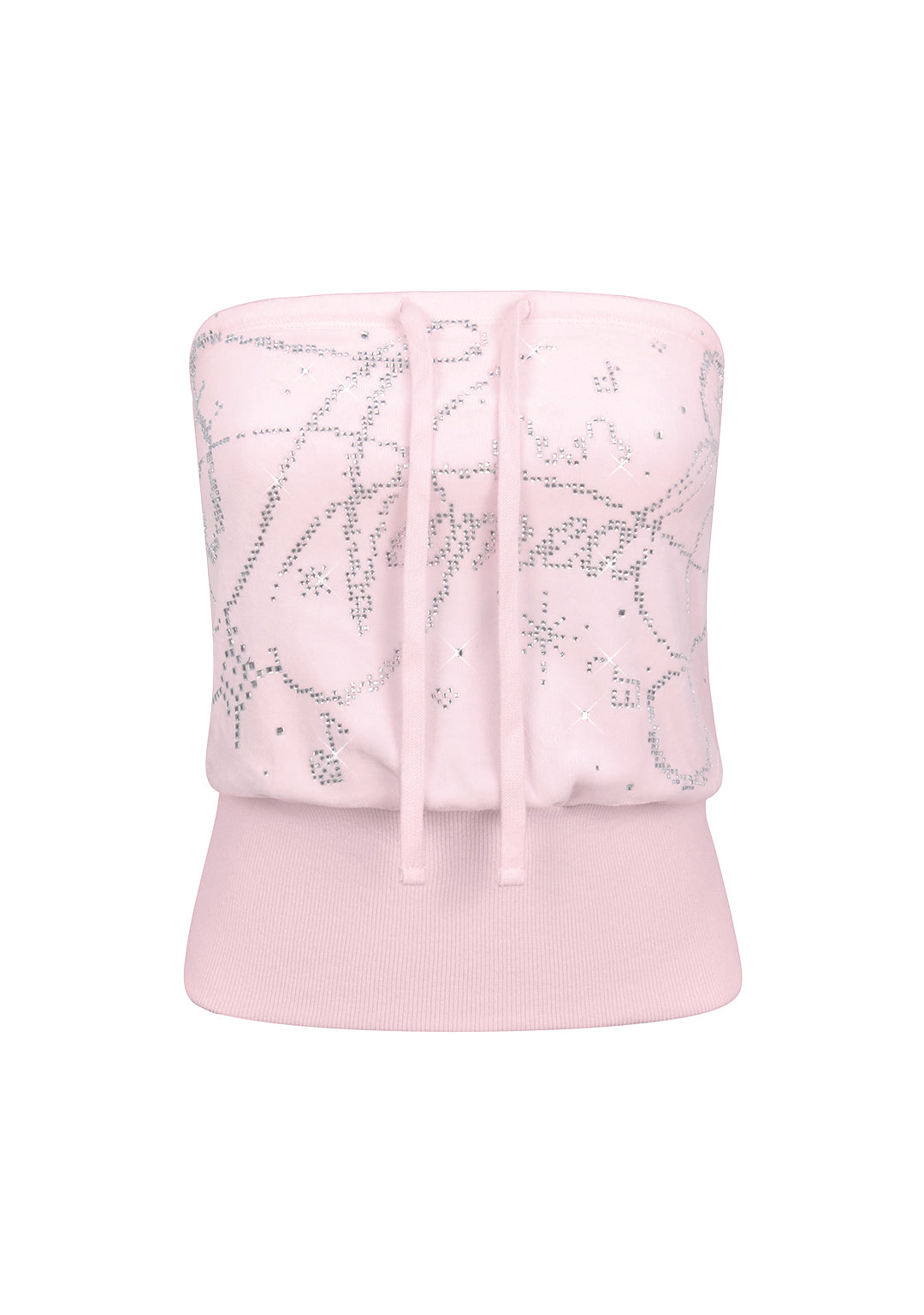 DREAMER RHINESTONE VELOUR TUBE TOP BABY PINK