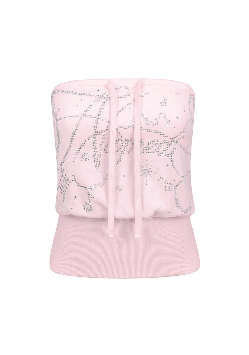 DREAMER RHINESTONE VELOUR TUBE TOP BABY PINK