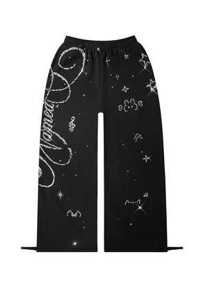 DREAMER RHINESTONE TEDDY OVERSIZED SWEATPANTS BLACK
