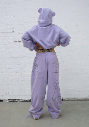 DREAMER RHINESTONE TEDDY OVERSIZED SWEATPANTS LILAC