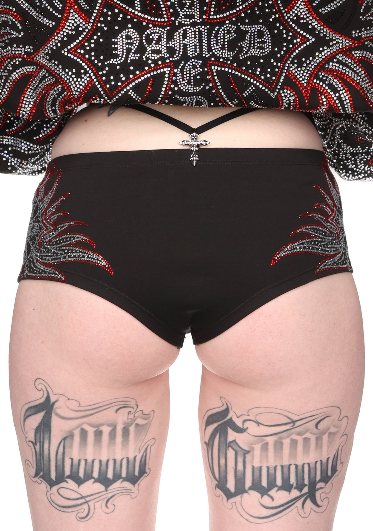 DUSK RHINESTONE HOTPANTS BLACK