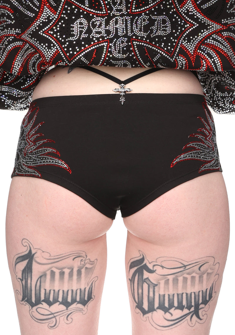 DUSK RHINESTONE HOTPANTS BLACK
