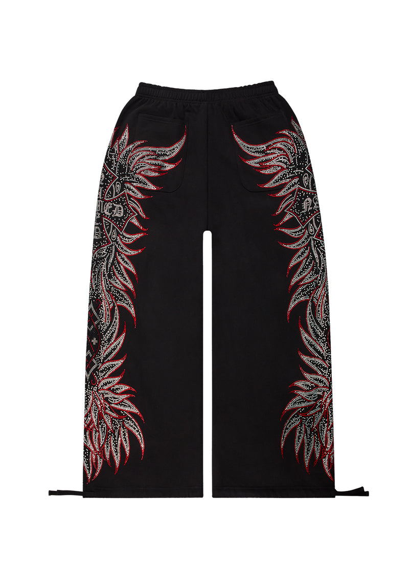 DUSK RHINESTONE OVERSIZED SWEATPANTS BLACK