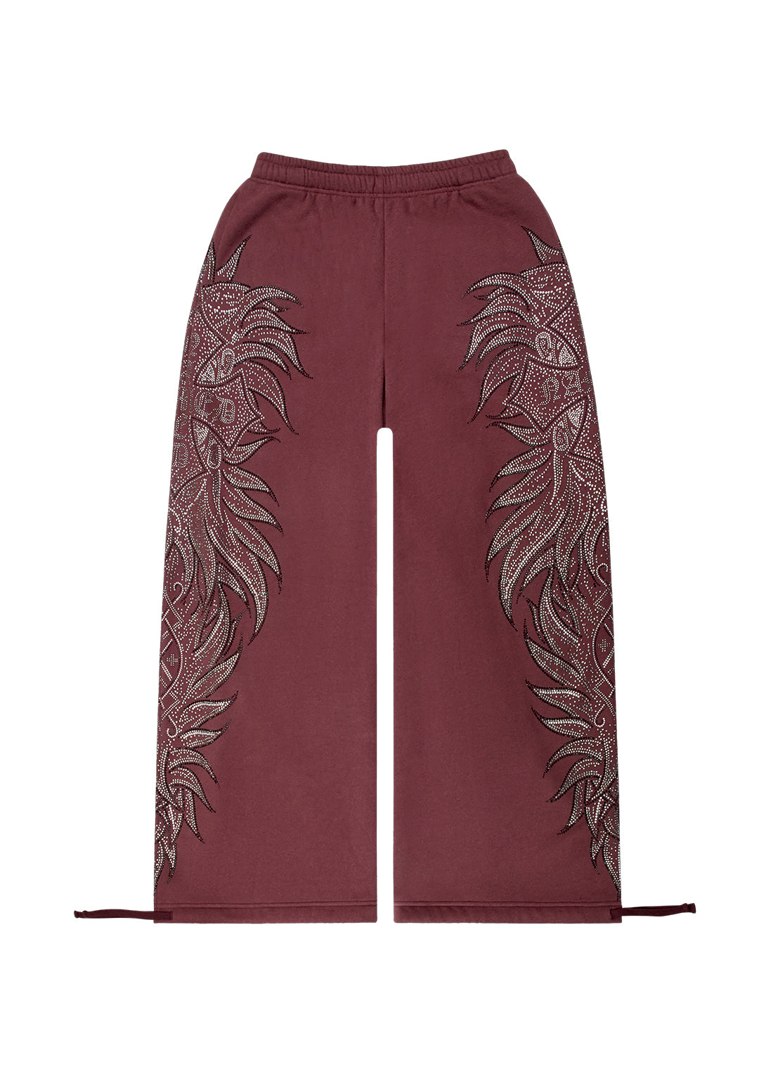 DUSK RHINESTONE OVERSIZED SWEATPANTS DARK RED