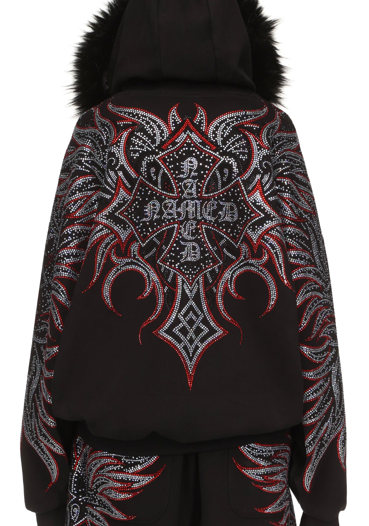 DUSK RHINESTONE ZIP HOODIE BLACK