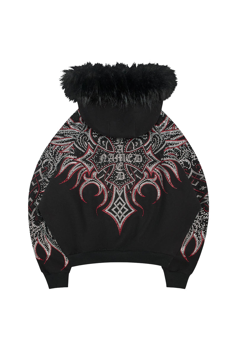 DUSK RHINESTONE ZIP HOODIE BLACK