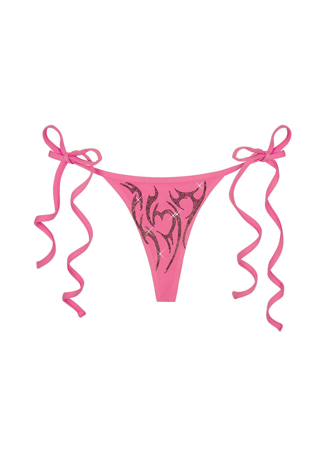 EDGE RHINESTONE THONG BIKINI BOTTOMS HOT PINK