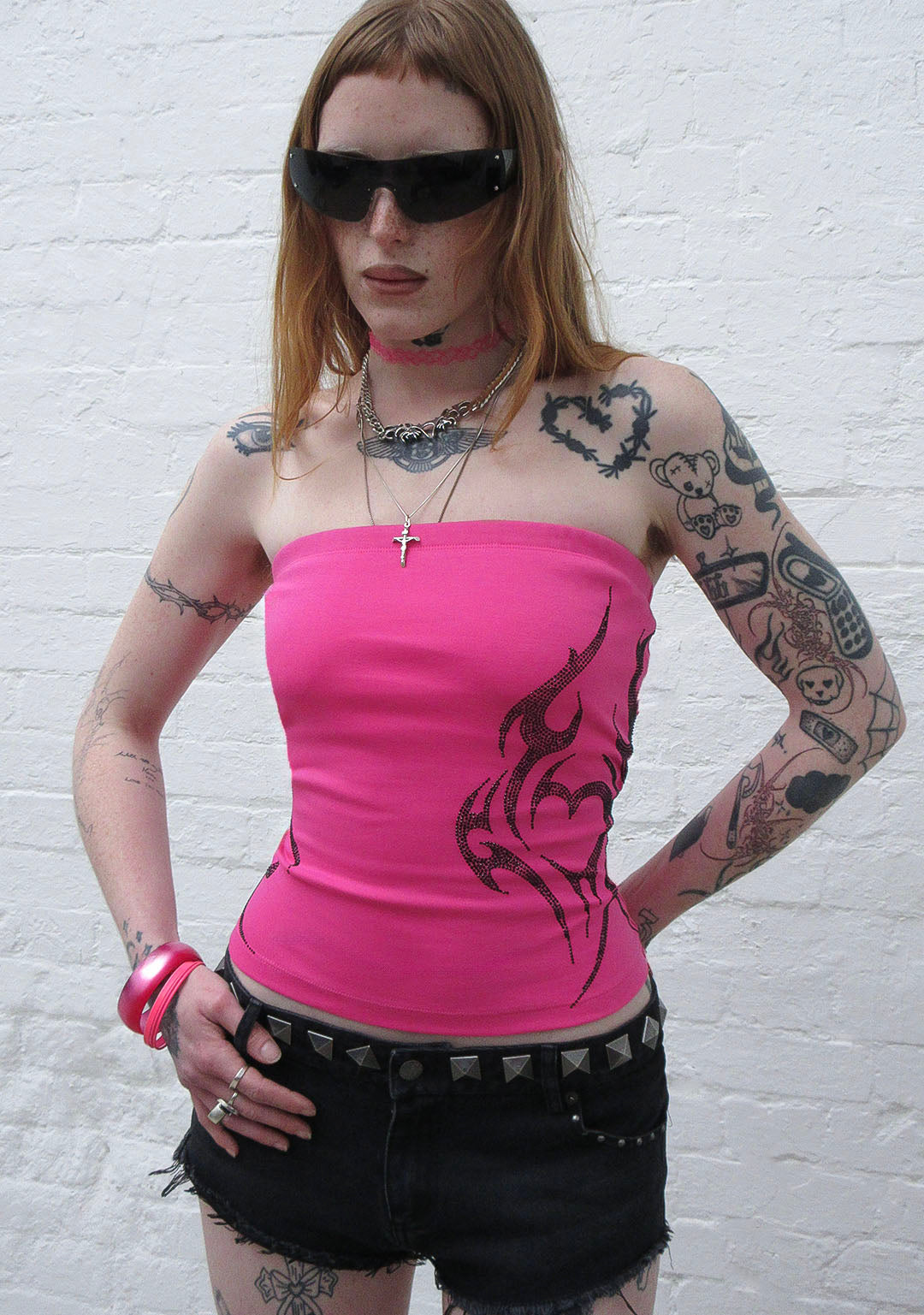 Edge Rhinestone Tube Top Hot Pink – NAMED COLLECTIVE®