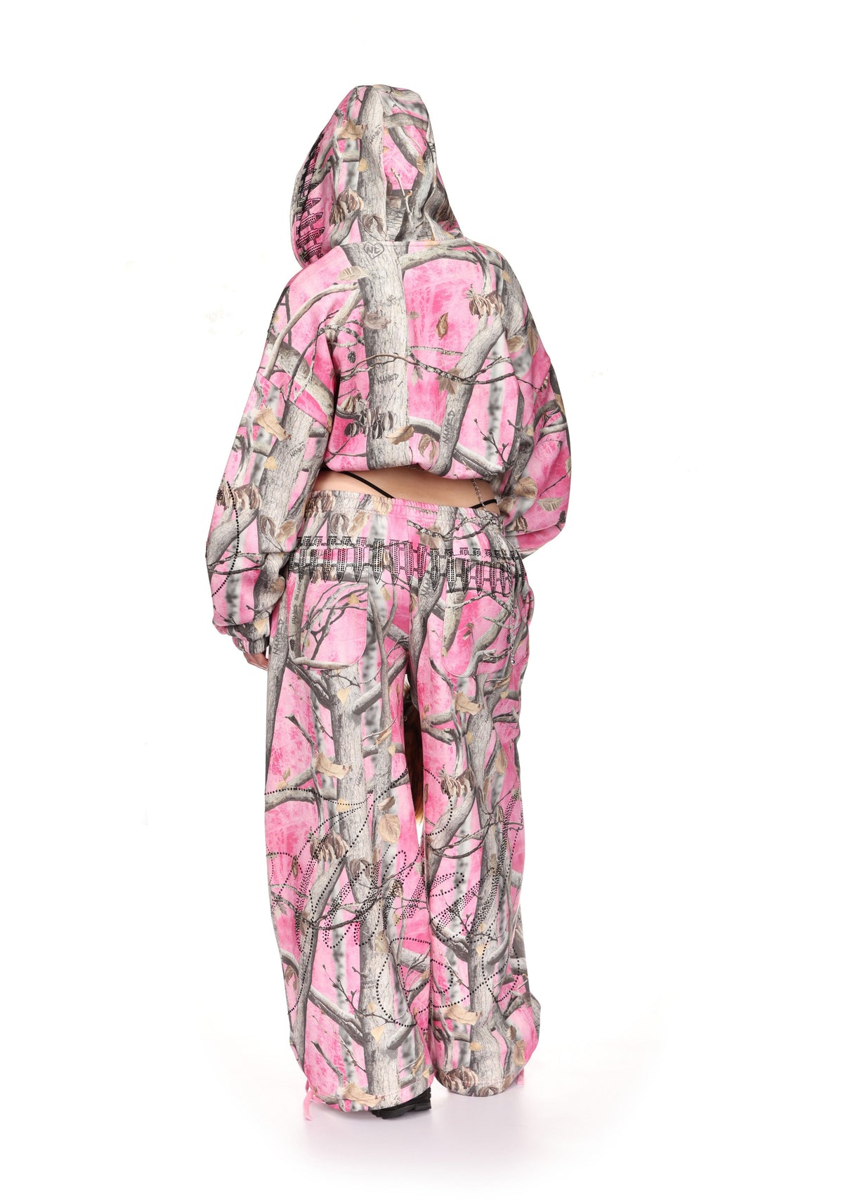 ENEMY CROP ZIP HOODIE PINK TREE CAMO