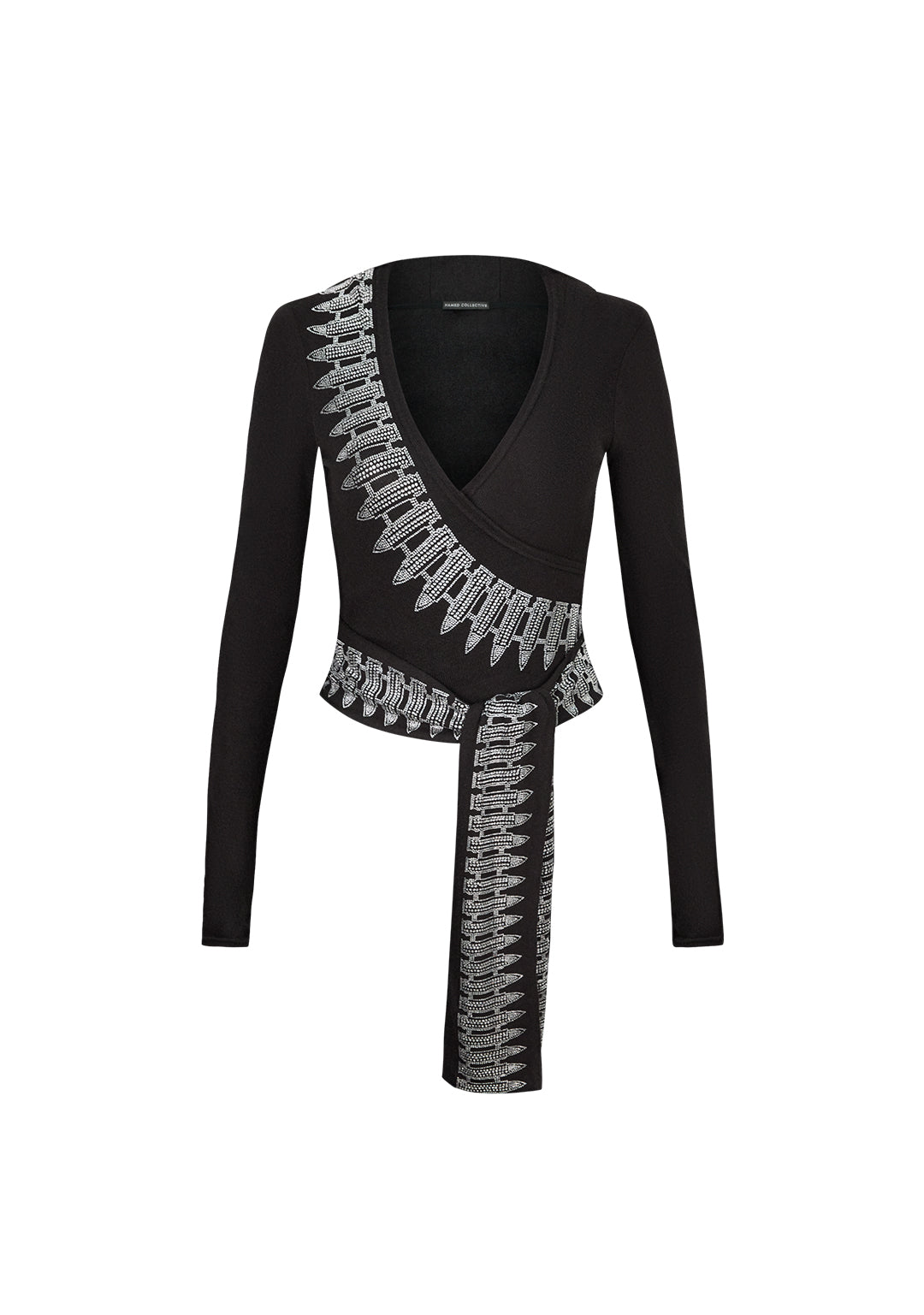 ENEMY RHINESTONE CROSS TIE HOODIE BLACK