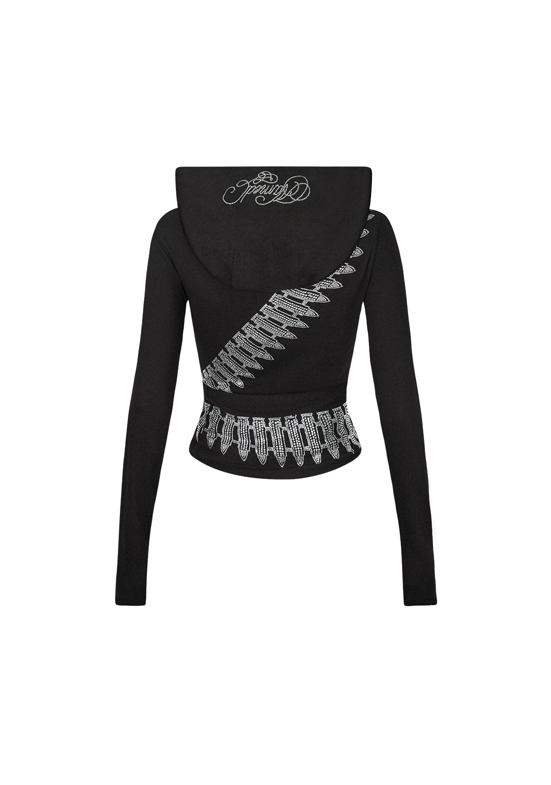 ENEMY RHINESTONE CROSS TIE HOODIE BLACK