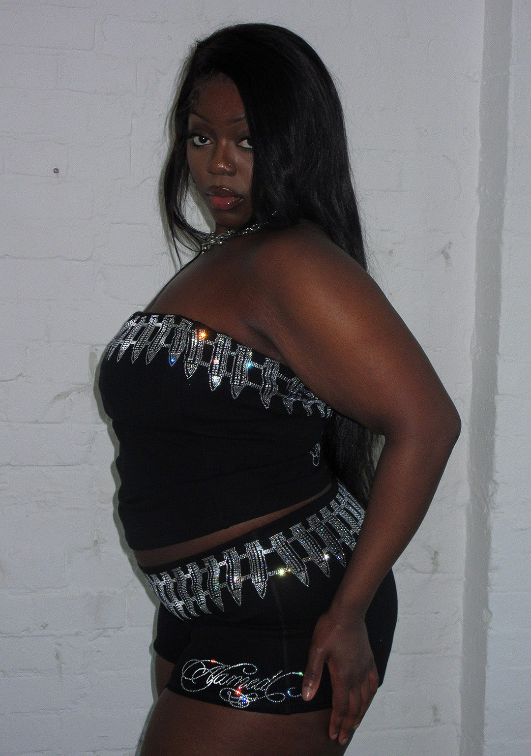 ENEMY RHINESTONE MICRO HOTPANT SHORTS BLACK