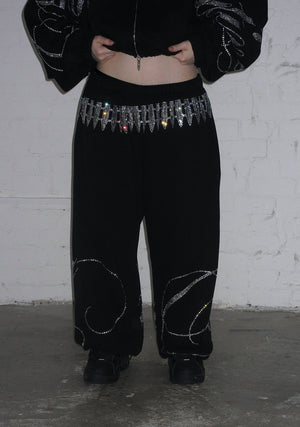 ENEMY RHINESTONE SWEATPANTS BLACK