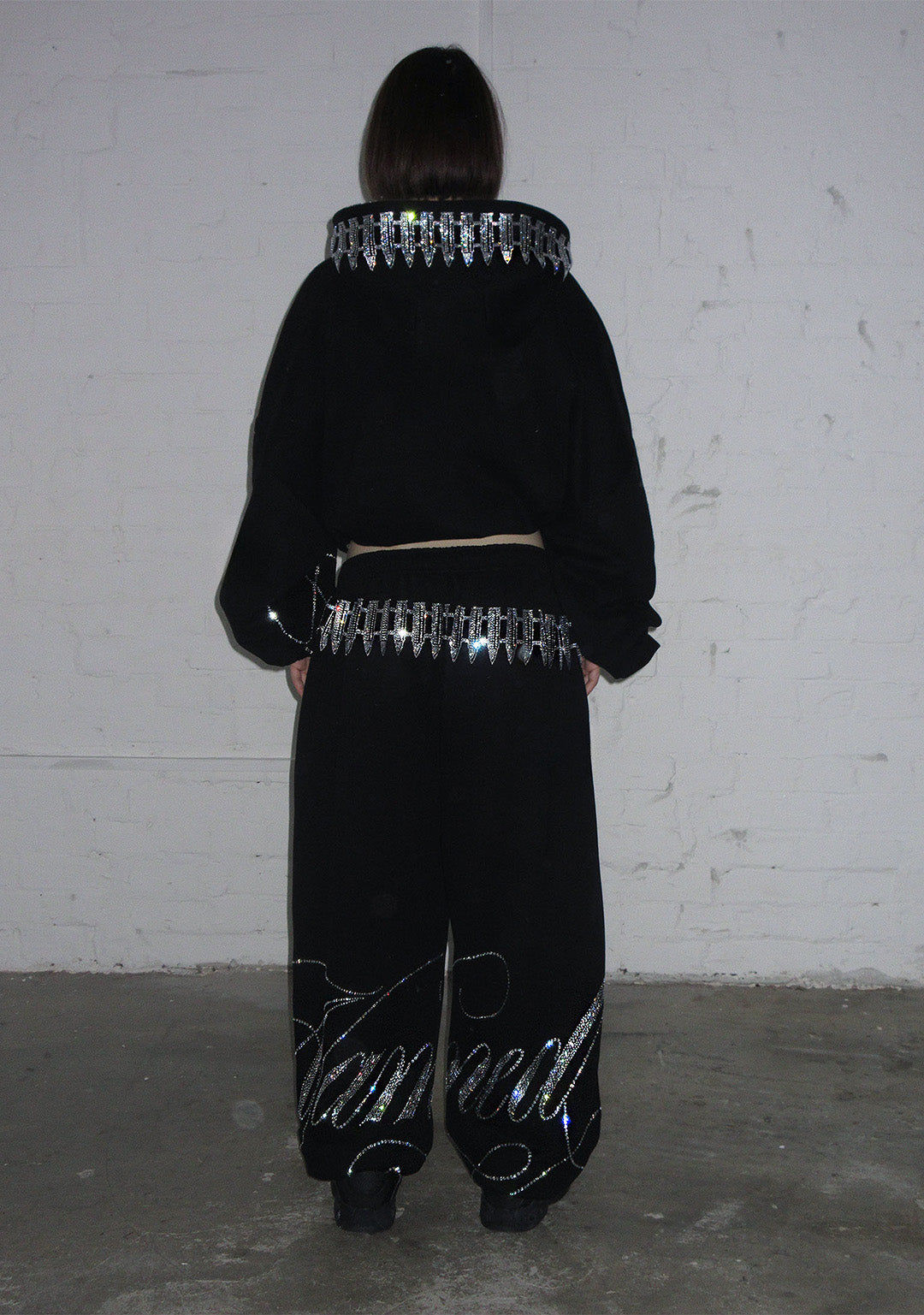 ENEMY RHINESTONE SWEATPANTS BLACK