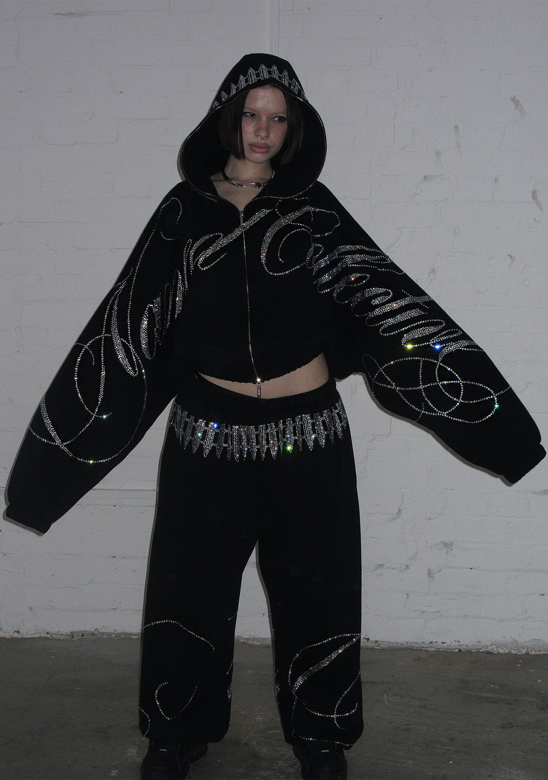ENEMY RHINESTONE SWEATPANTS BLACK