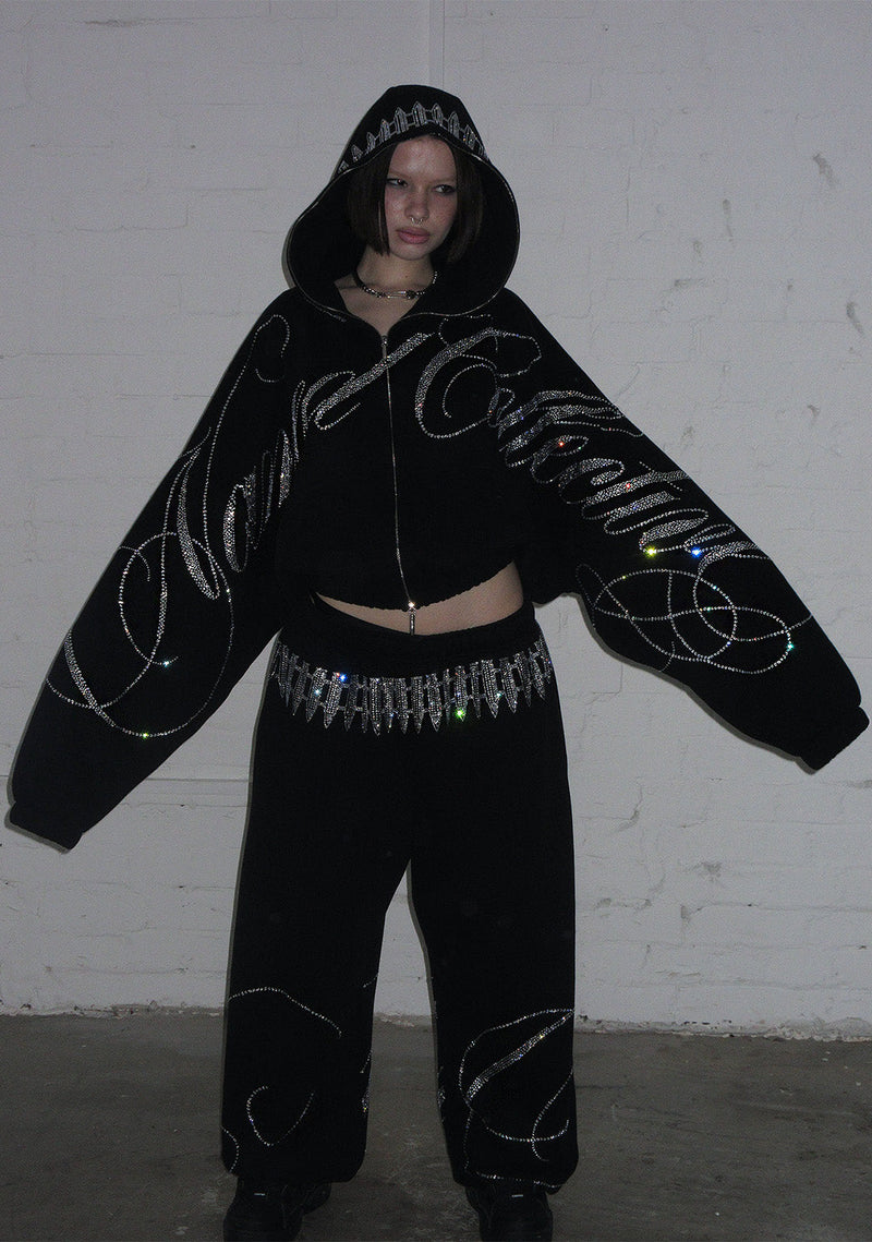 ENEMY RHINESTONE SWEATPANTS BLACK