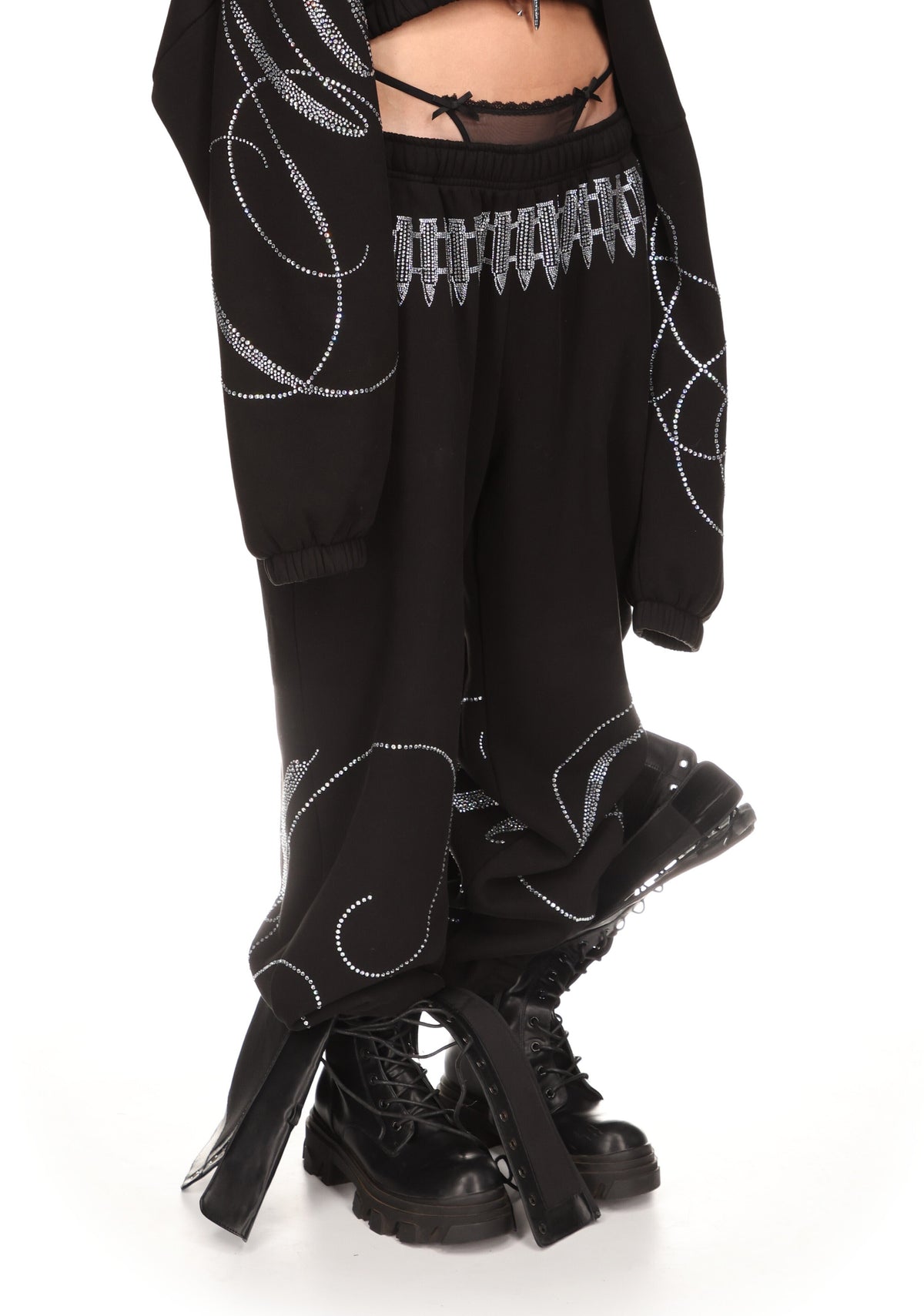 ENEMY RHINESTONE SWEATPANTS BLACK