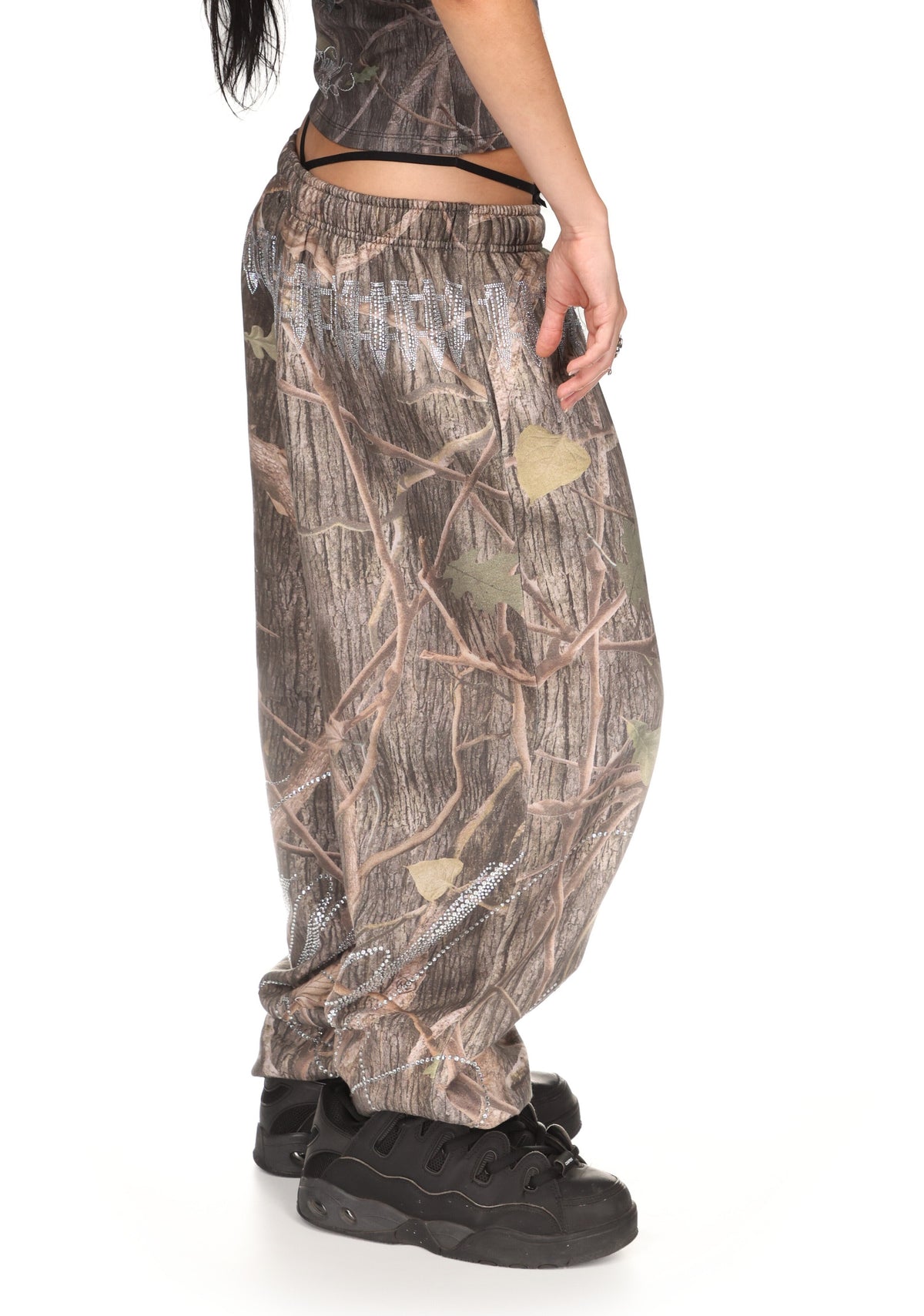 ENEMY RHINESTONE SWEATPANTS TREE CAMO