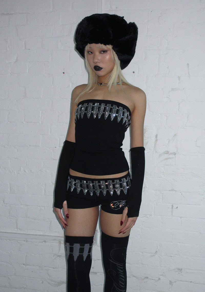 ENEMY RHINESTONE TUBE TOP BLACK