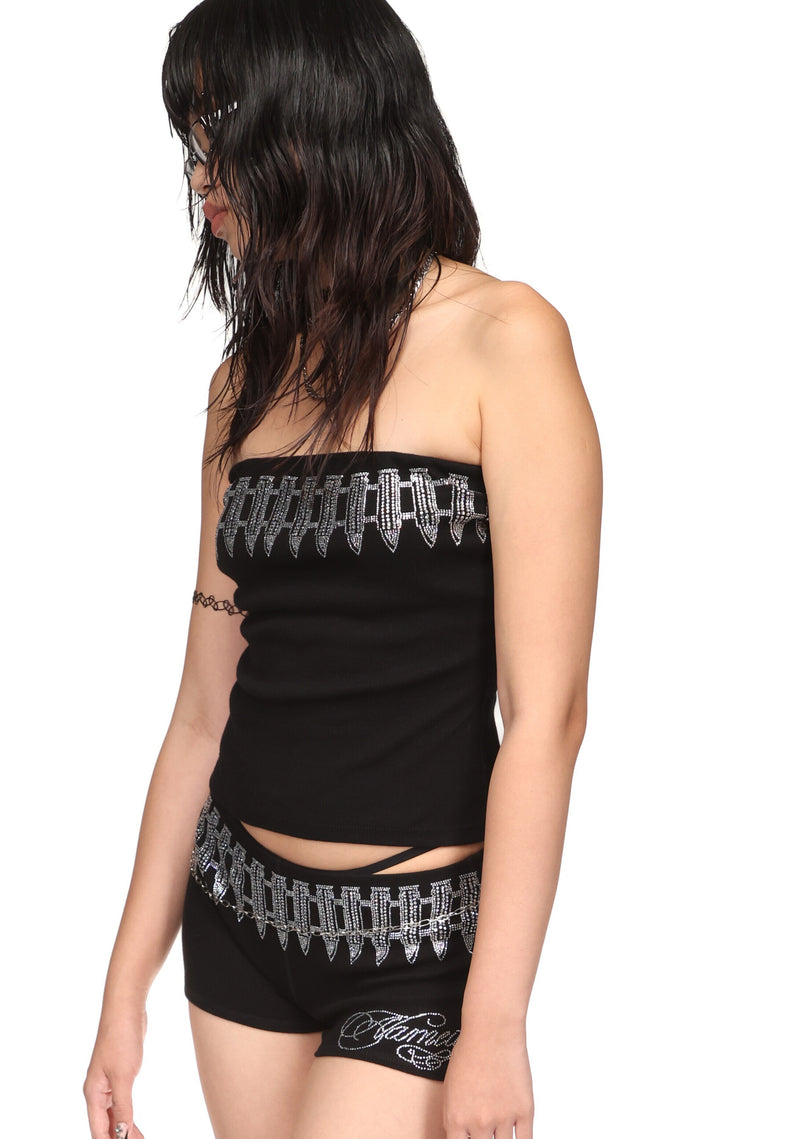 ENEMY RHINESTONE TUBE TOP BLACK