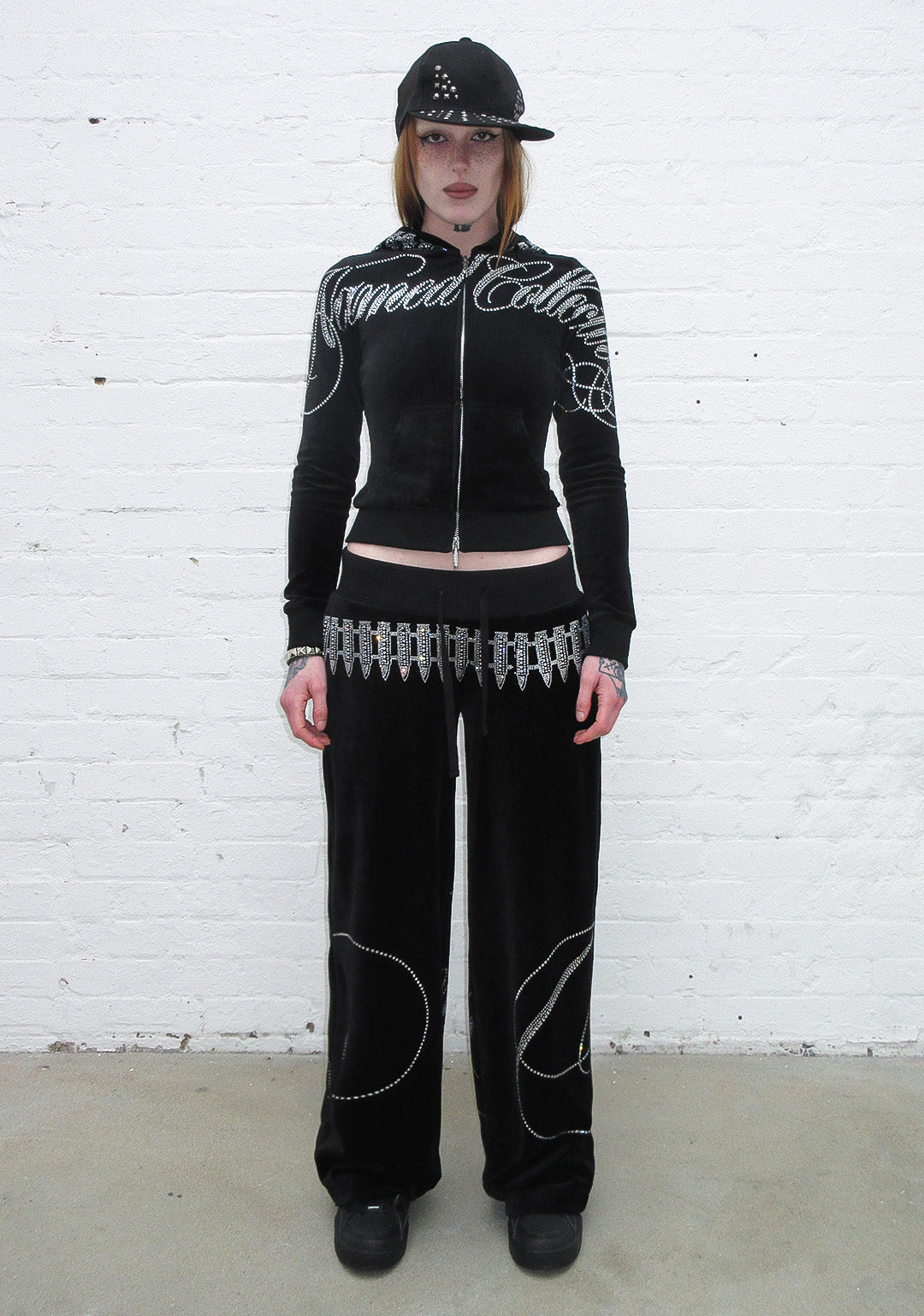 Enemy Rhinestone Velour Zip Hoodie Black – NAMED COLLECTIVE®