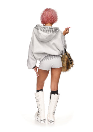 ENEMY STUDDED MICRO HOTPANT SHORTS GREY MARL