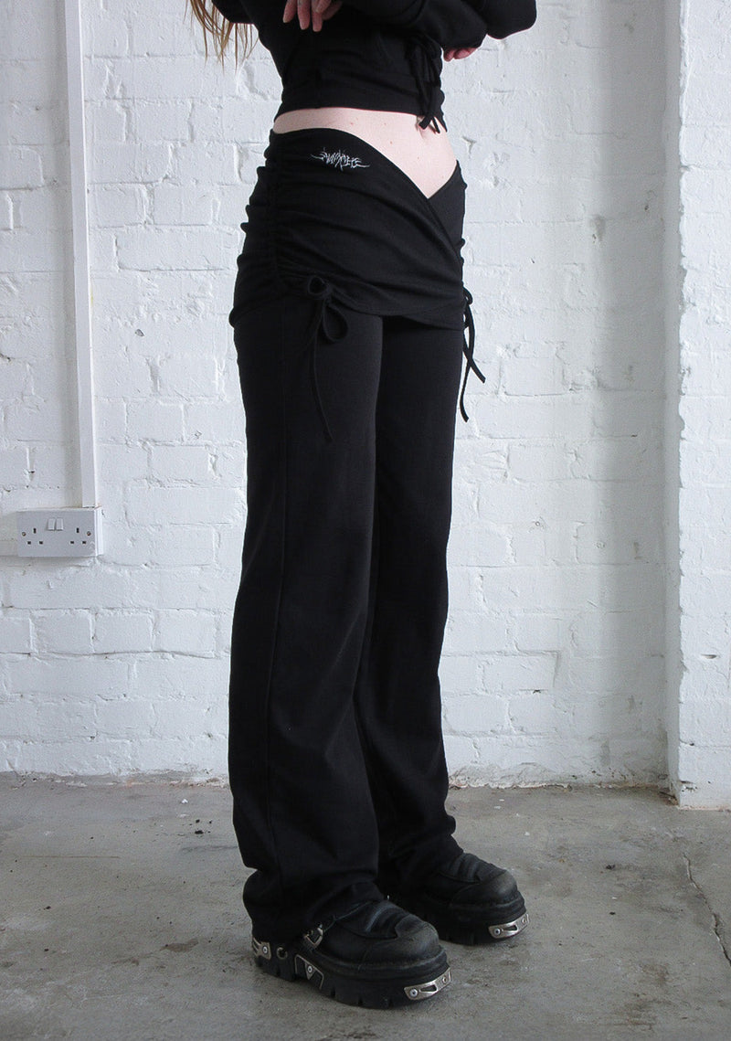 ENVY SCULPT STRETCH TWO PIECE SKIRT TROUSER SET BLACK