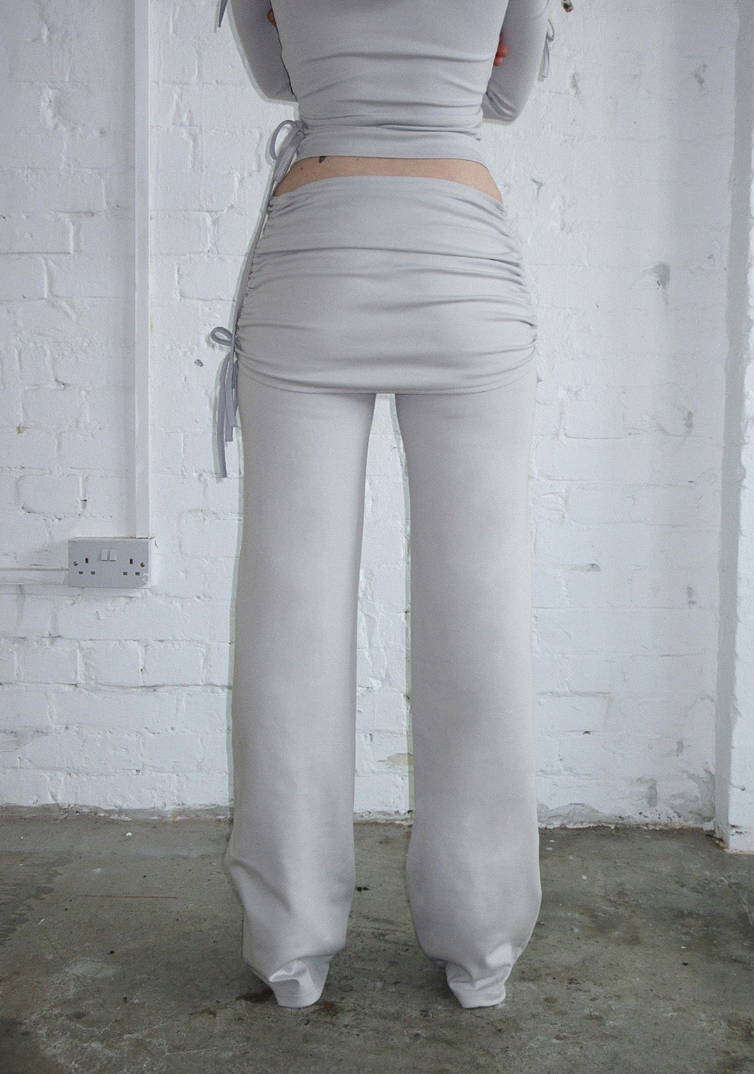 ENVY SCULPT STRETCH TWO PIECE SKIRT TROUSER SET MIST GREY